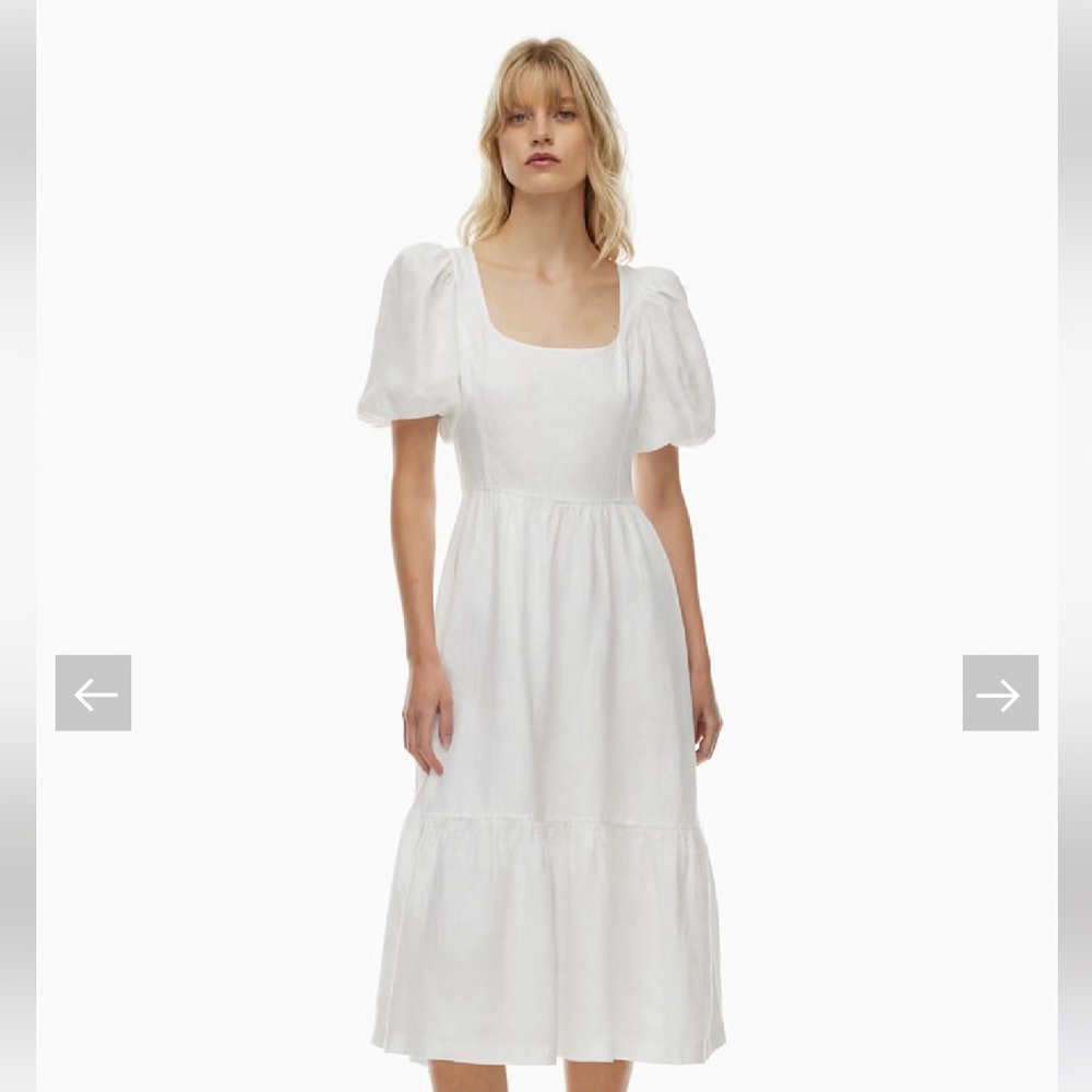ARITZIA Wilfred Ascot Linen Dress in White - worn once